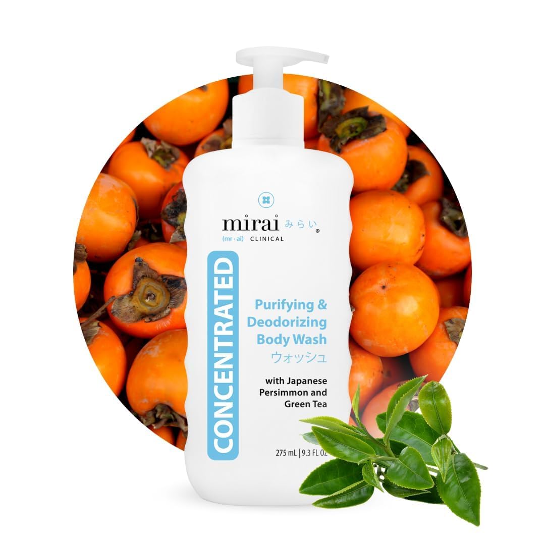 Mirai Clinical Body Wash for Strong Body Odor - Renewing Body Purifying & Deodorizing with Natural Persimmon & Green Tea Extracts - Maple Wellness Supplements