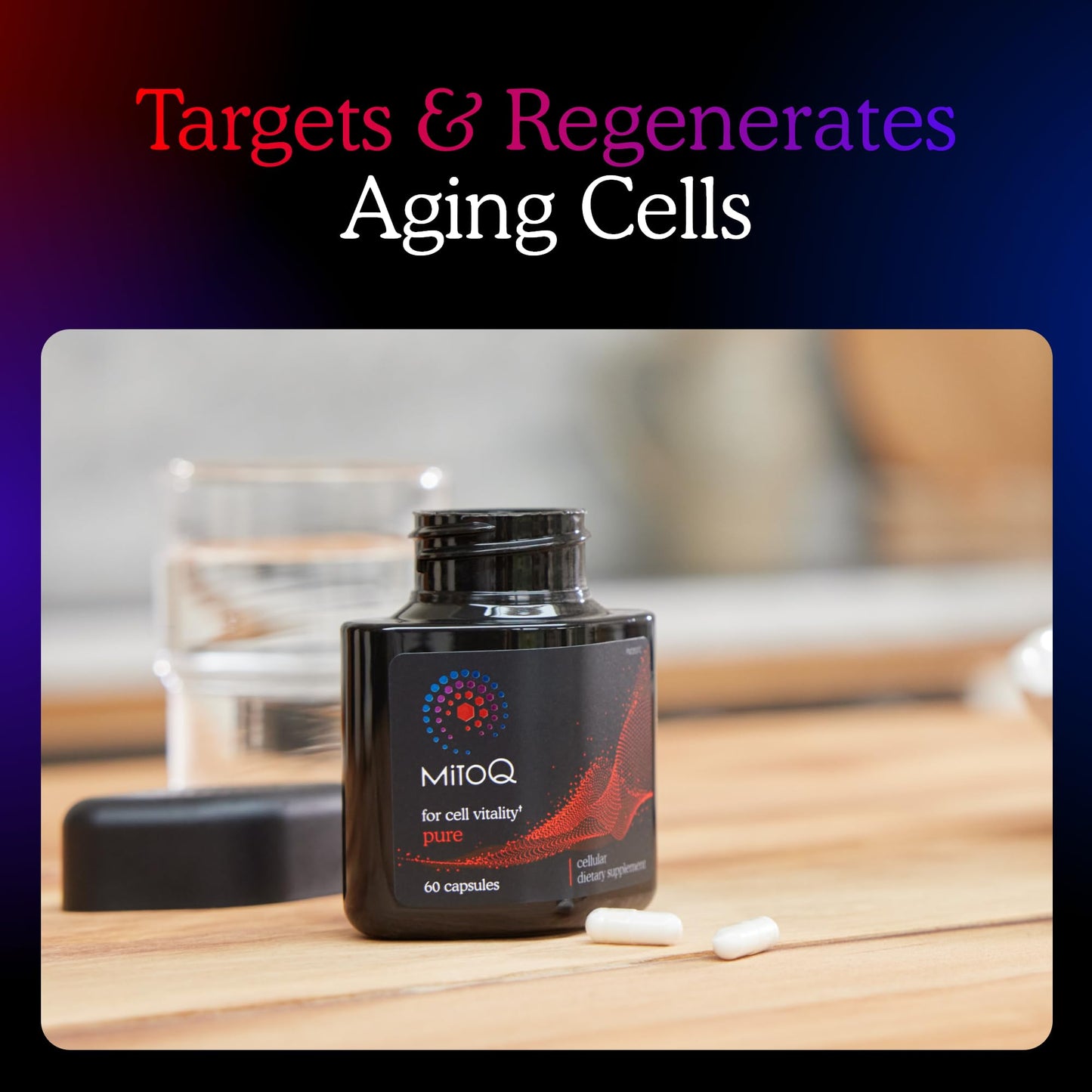 MitoQ Pure Advanced Mitochondria Supplement Superior Bioavailability to CoQ10 | Reduces Free Radical Damage for Healthy Aging, Metabolism, Heart Health, Energy, Strength & Mobility - Maple Wellness Supplements