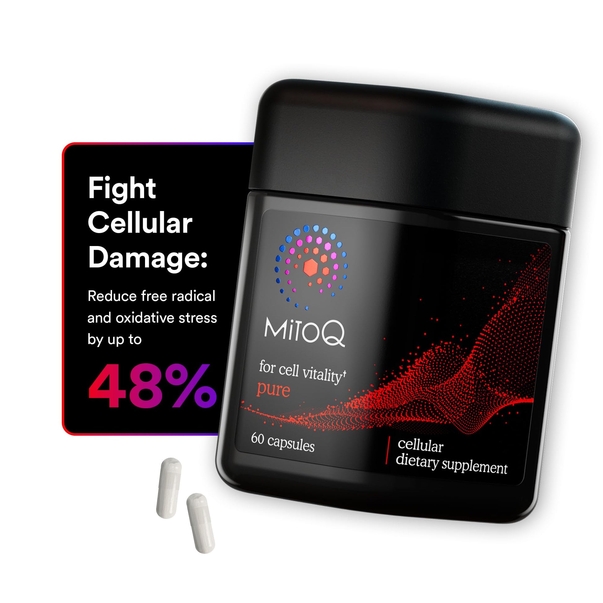 MitoQ Pure Advanced Mitochondria Supplement Superior Bioavailability to CoQ10 | Reduces Free Radical Damage for Healthy Aging, Metabolism, Heart Health, Energy, Strength & Mobility - Maple Wellness Supplements