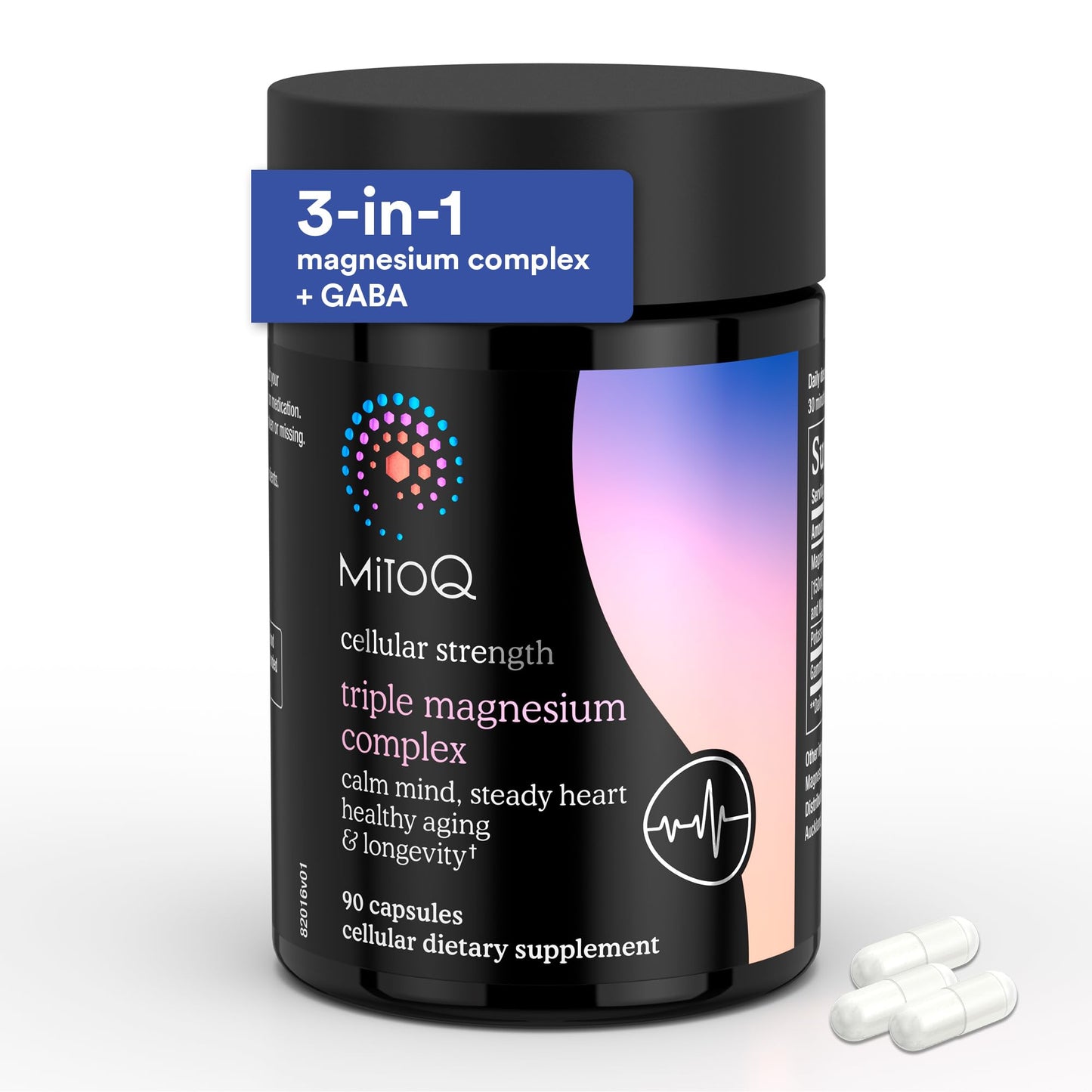 MitoQ Triple Magnesium Complex | Magnesium Glycinate, Taurinate, Oxide with GABA for Heart Health, Stress Management, & Deeper Sleep | High Absorption | 90 Capsules - Maple Wellness Supplements