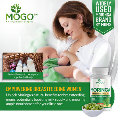 MOGO Moringa Capsules -180 Ct| Boost Energy, Immune, Gut, Joint Support | Made with Pure Organic Moringa Powder Organic Capsules | Made in USA - Maple Wellness Supplements