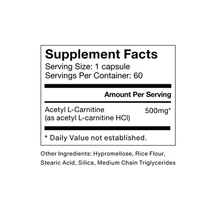 Momentous Acetyl L-Carnitine, Brain Function & Cognitive Support Supplement, Boosts Mental Clarity & Energy Production, NSF Certified for Sport, 500 mg, 60 Servings - Maple Wellness Supplements