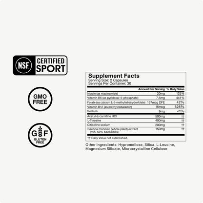 Momentous Brain Drive Nootropic Supplement - Brain Supplement for Memory & Focus Support - NSF Certified for Sport - GMO- & Gluten-Free - 30 Servings - Maple Wellness Supplements