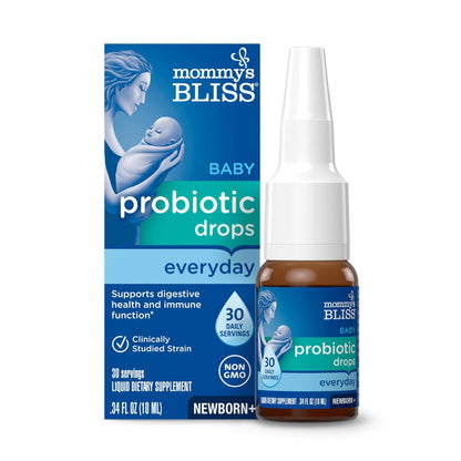 Mommy's Bliss Baby Probiotic Drops Everyday - Gas, Constipation, Colic Symptom Relief - Newborns & Up - Maple Wellness Supplements