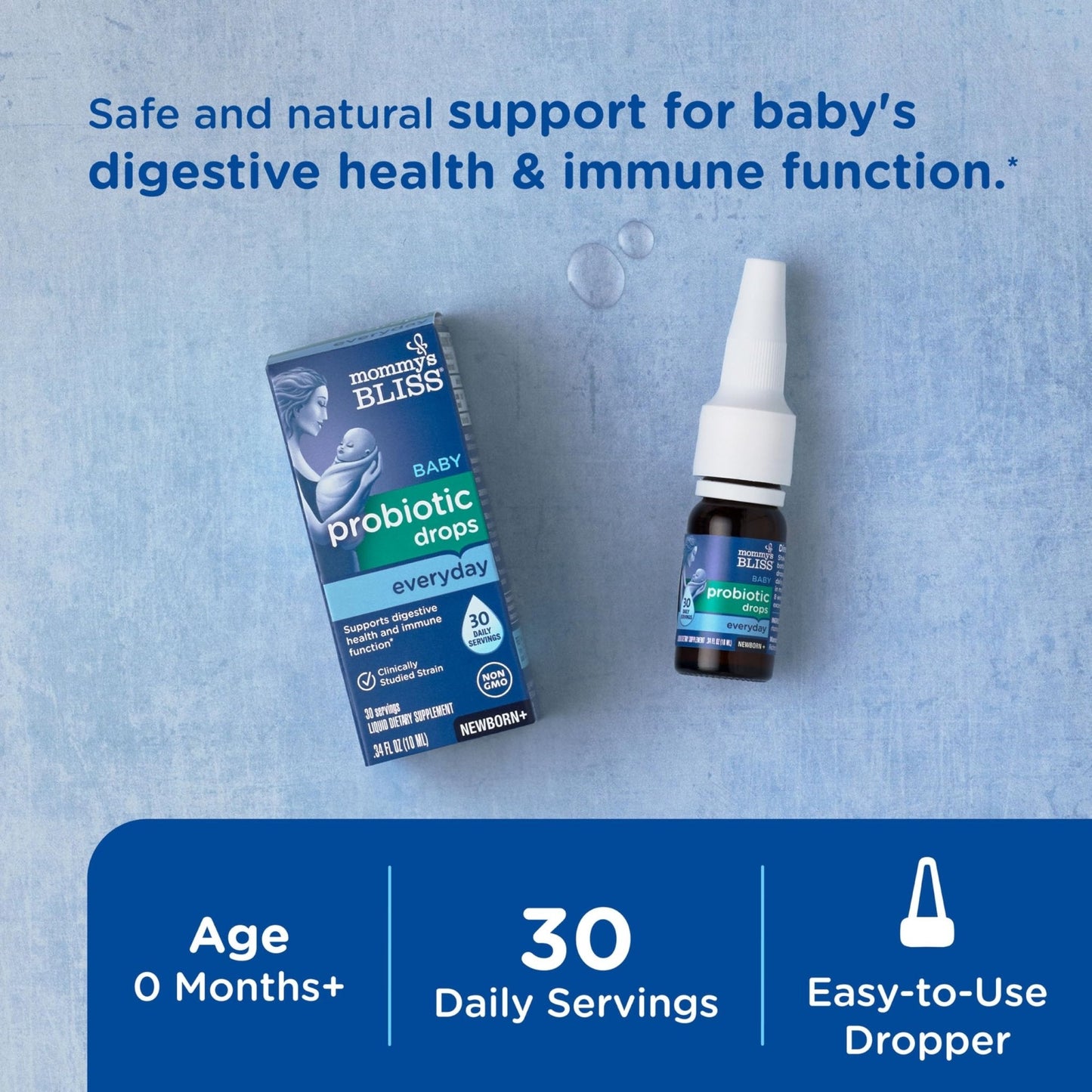 Mommy's Bliss Baby Probiotic Drops Everyday - Gas, Constipation, Colic Symptom Relief - Newborns & Up - Maple Wellness Supplements