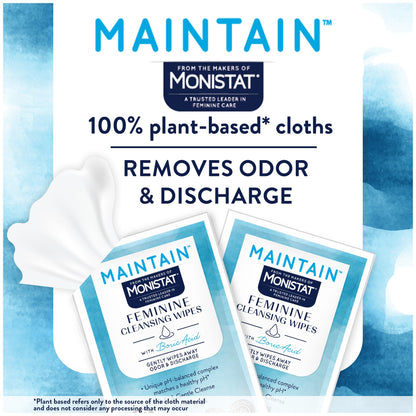 Monistat Maintain Boric Acid Odor Control Kit, 10 Feminine Wipes & 10 Boric Acid Suppositories for Women, Fragrance-Free and Non-Irritating pH Balanced Formulas to Control Vaginal Odor - Maple Wellness Supplements