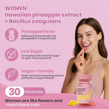 Montue Premium Diamond Feminine Balance Gummies-pH Balance with Prebiotics & Lactobacillus Probiotic Blend&Hawaiian Pineapple Immune Support,Vegan& Non-GMO（30 Gummies） - Maple Wellness Supplements