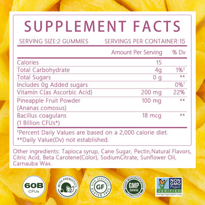 Montue Premium Diamond Feminine Balance Gummies-pH Balance with Prebiotics & Lactobacillus Probiotic Blend&Hawaiian Pineapple Immune Support,Vegan& Non-GMO（30 Gummies） - Maple Wellness Supplements