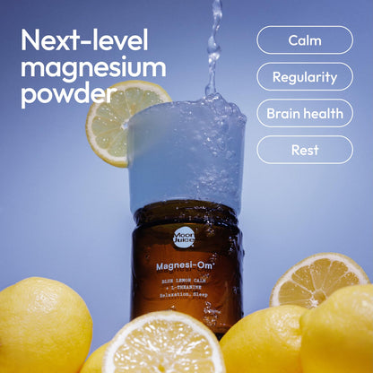 Moon Juice Magnesi-Om Magnesium Powder Supplement - Chelated Magnesium Complex + L-Theanine Blend for Rest, Relaxation & Regularity - Vegan, Non-GMO & No Sugar, Blue Lemon, 4.2 oz, 30 Servings - Maple Wellness Supplements