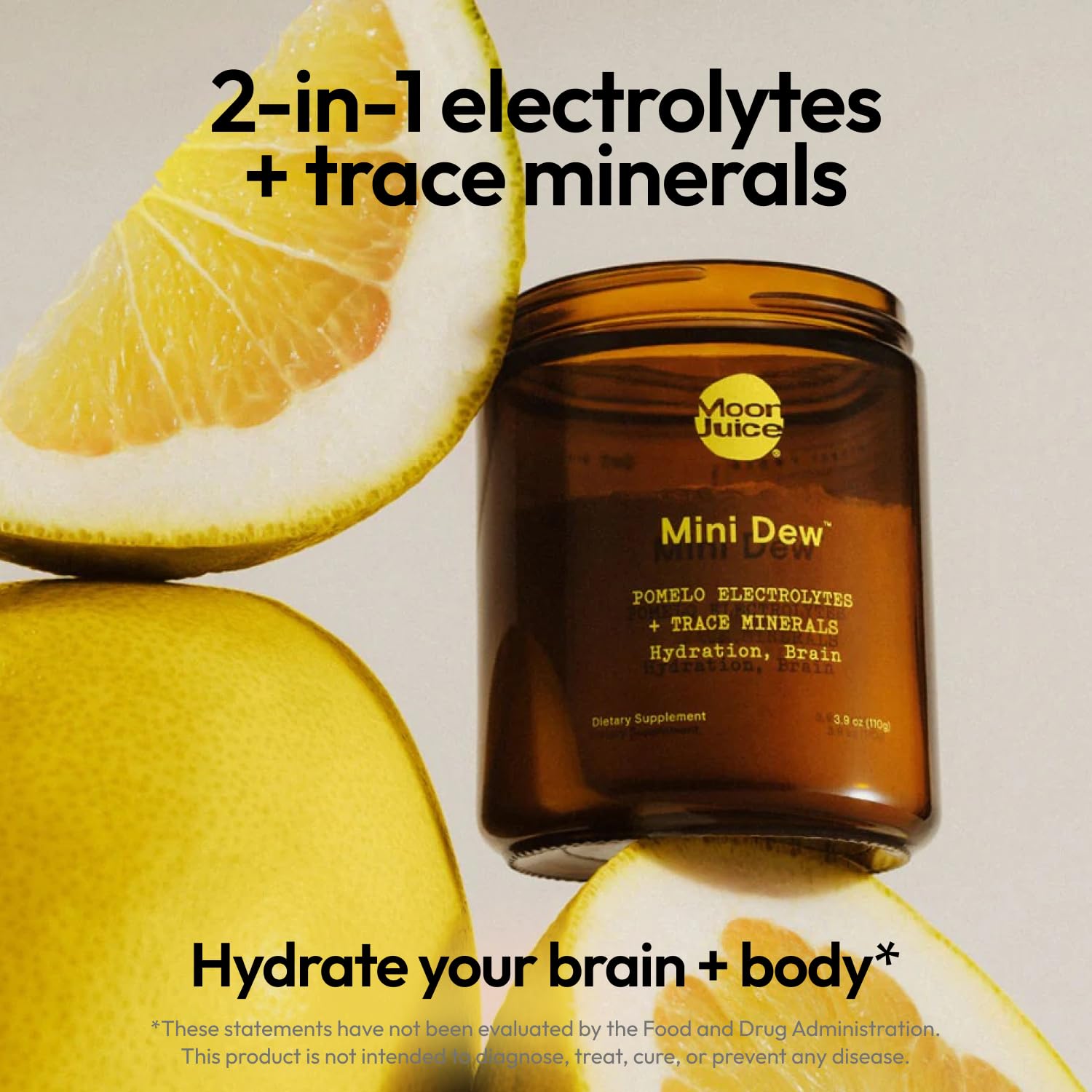 Moon Juice Mini Dew Electrolytes Powder - Sugar Free Minerals & Electrolyte Hydration Powder for Instant Hydration & Brain Support - Magnesium, Calcium, Potassium, Pink Salt, Pomelo, 30 Servings - Maple Wellness Supplements