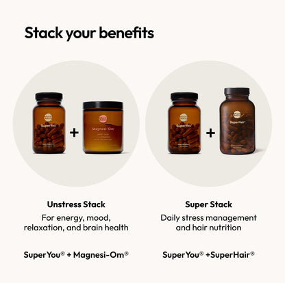 Moon Juice SuperYou Ashwagandha Supplements with Rhodiola, Shatavari & Amla - Cortisol Reducer for Energy, Mood, Focus and Stress Support, Vegan, Non-GMO & 100% Traceable, 60 Capsules, 30 Servings - Maple Wellness Supplements