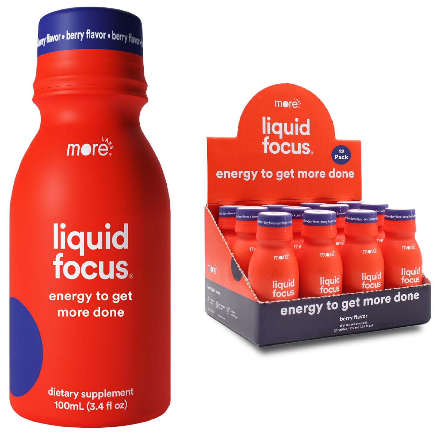 More Labs Liquid Focus, Nootropic Smart Drink with Powerful Antioxidants & Adaptogenic Herbs for Energy and Concentration, 150mg Caffeine (Pack of 12) - Maple Wellness Supplements