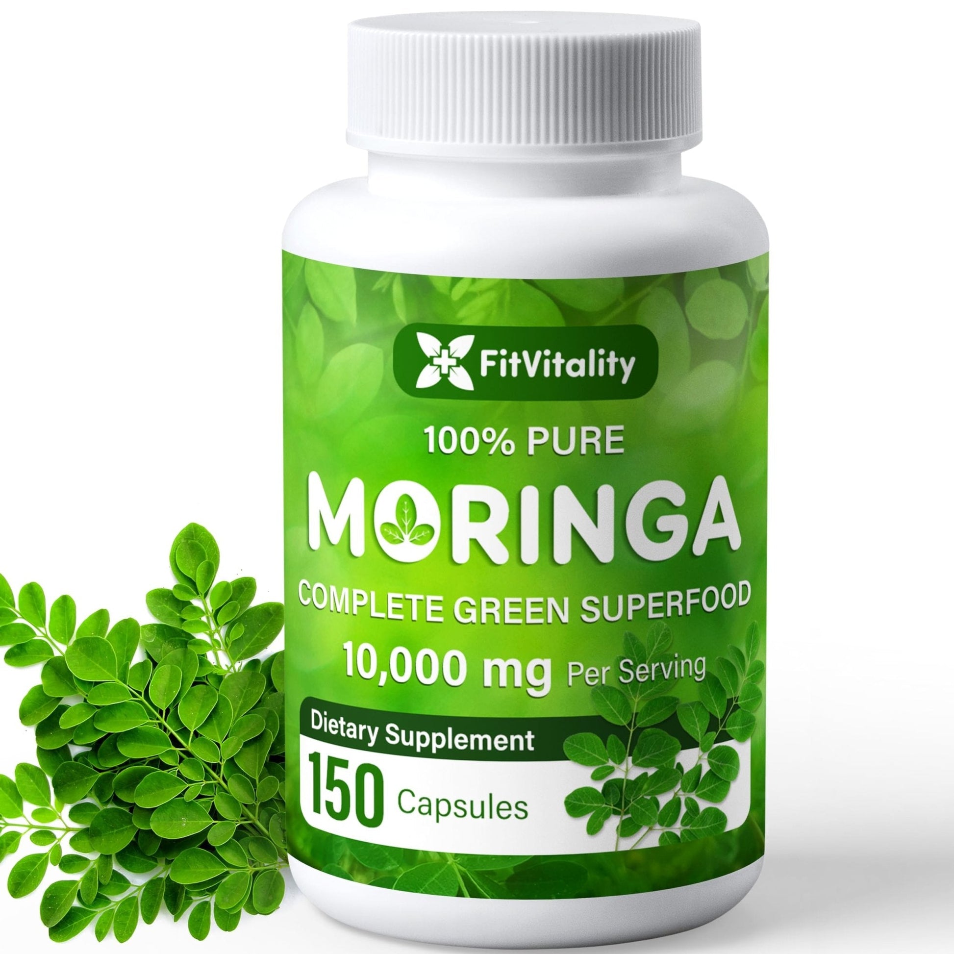 Moringa Capsules| Moringa Oleifera |10,000mg| 150 Capsules| 100% Pure| Non-GMO - Maple Wellness Supplements