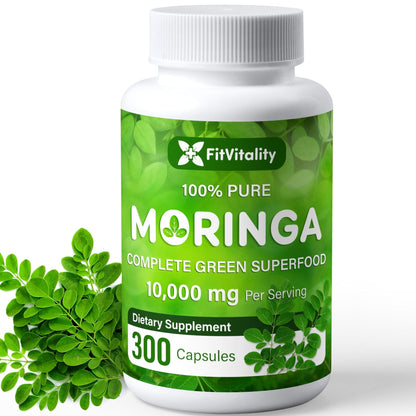 Moringa Capsules| Moringa Oleifera |10,000mg| 300 Capsules| 100% Pure| Non-GMO - Maple Wellness Supplements