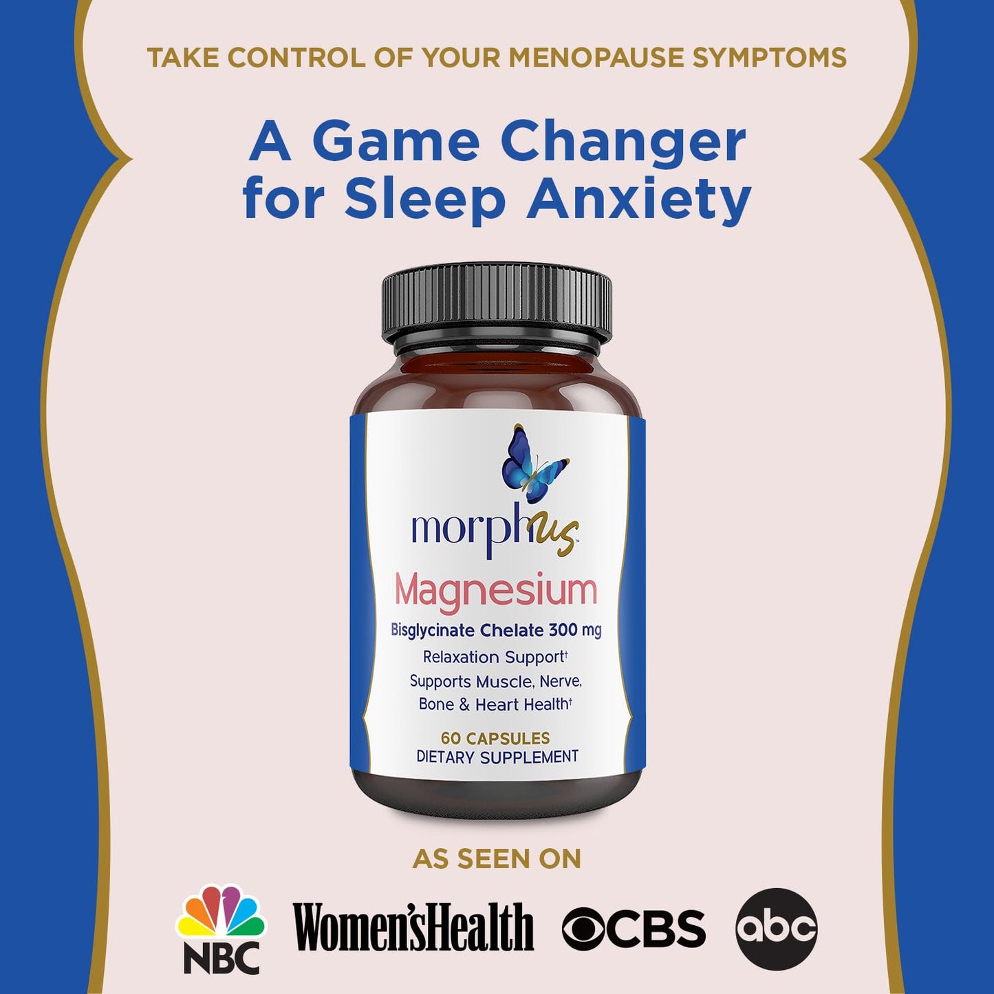 Morphus Magnesium Bisglycinate Chelate 300mg Supplement | 60 Capsules | Helps Women with Perimenopause & Menopause Symptoms | Restful Sleep, De-Stress, Relaxes Muscles & Nerves | Fast Absorption - Maple Wellness Supplements