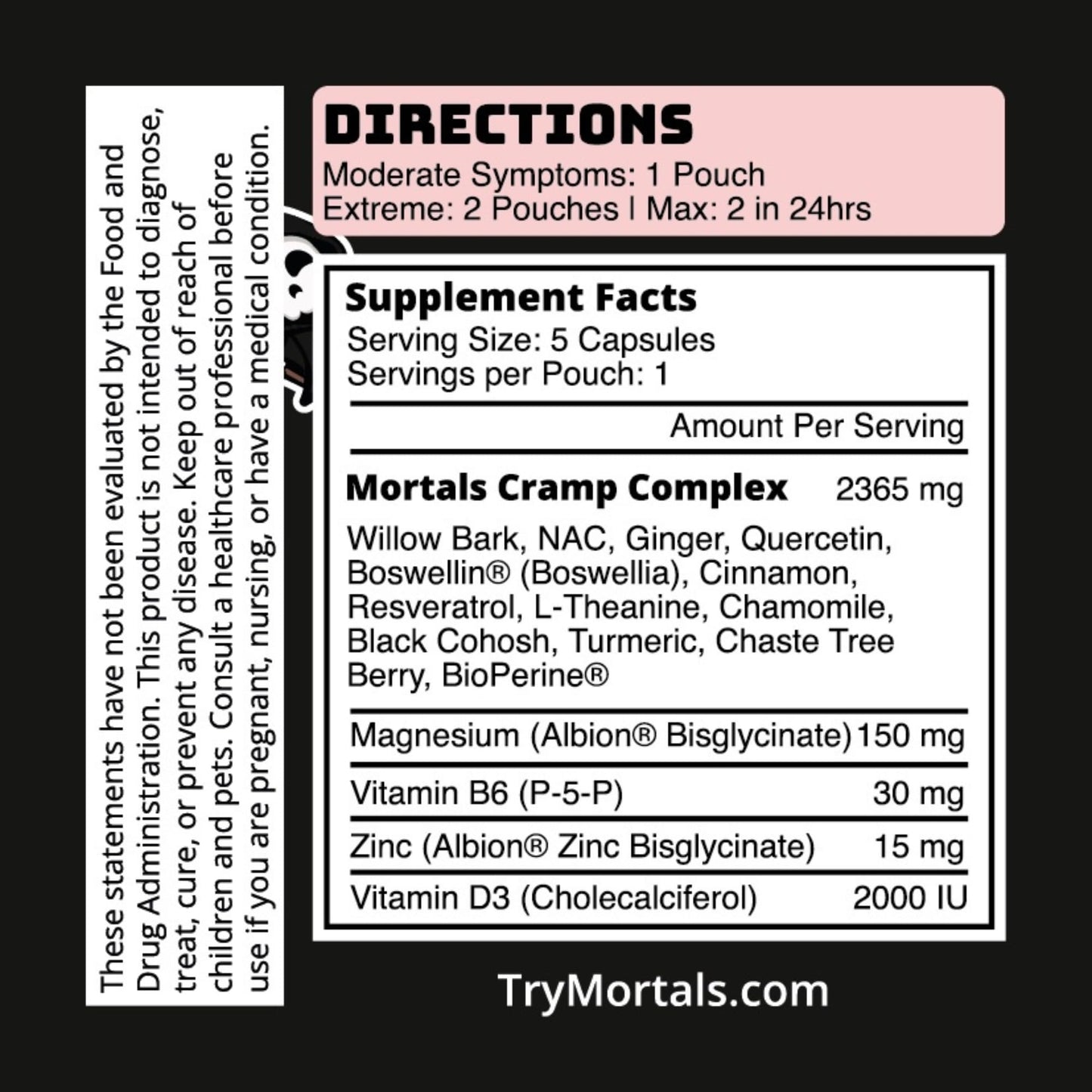 Mortals Cramp Crusher, Supports Bloating Relief for Women, Chasteberry, Magnesium Bisglycinate, Vitamin B6, Black Cohosh, Women's Hormone Balance Supplement, PMS Relief, (50 Capsules) - Maple Wellness Supplements