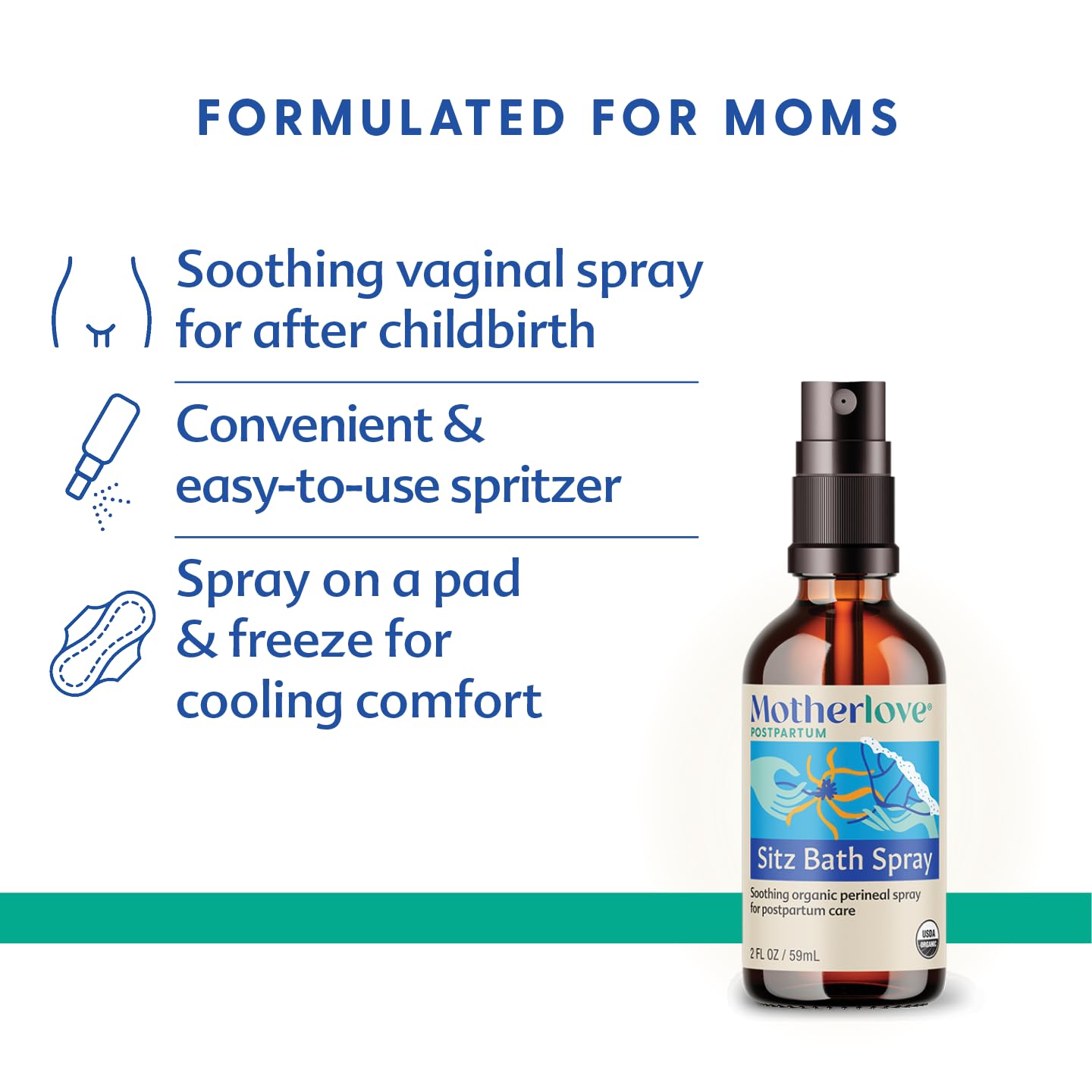 Motherlove Sitz Bath Spray (2 oz) Sitz Bath for Postpartum Care—Herbal Perineal Spray w/Witch Hazel—USDA Organic, Vegan, & Cruelty Free - Maple Wellness Supplements
