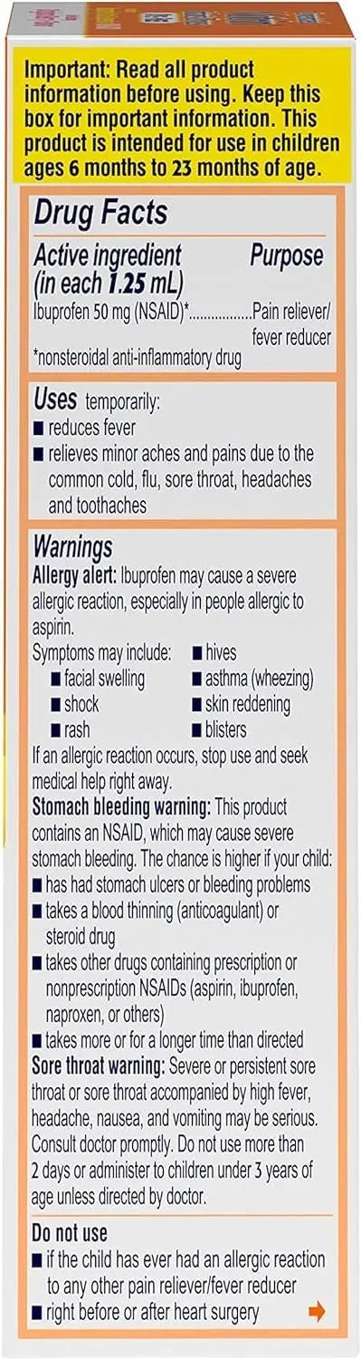 Motrin and Zarbee’s Essentials for Infants Infants' Concentrated Liquid Medicine Drops with Ibuprofen and Zarbee's Baby Coughⱡ Syrup + Immune with Organic Agave + Zinc - Maple Wellness Supplements