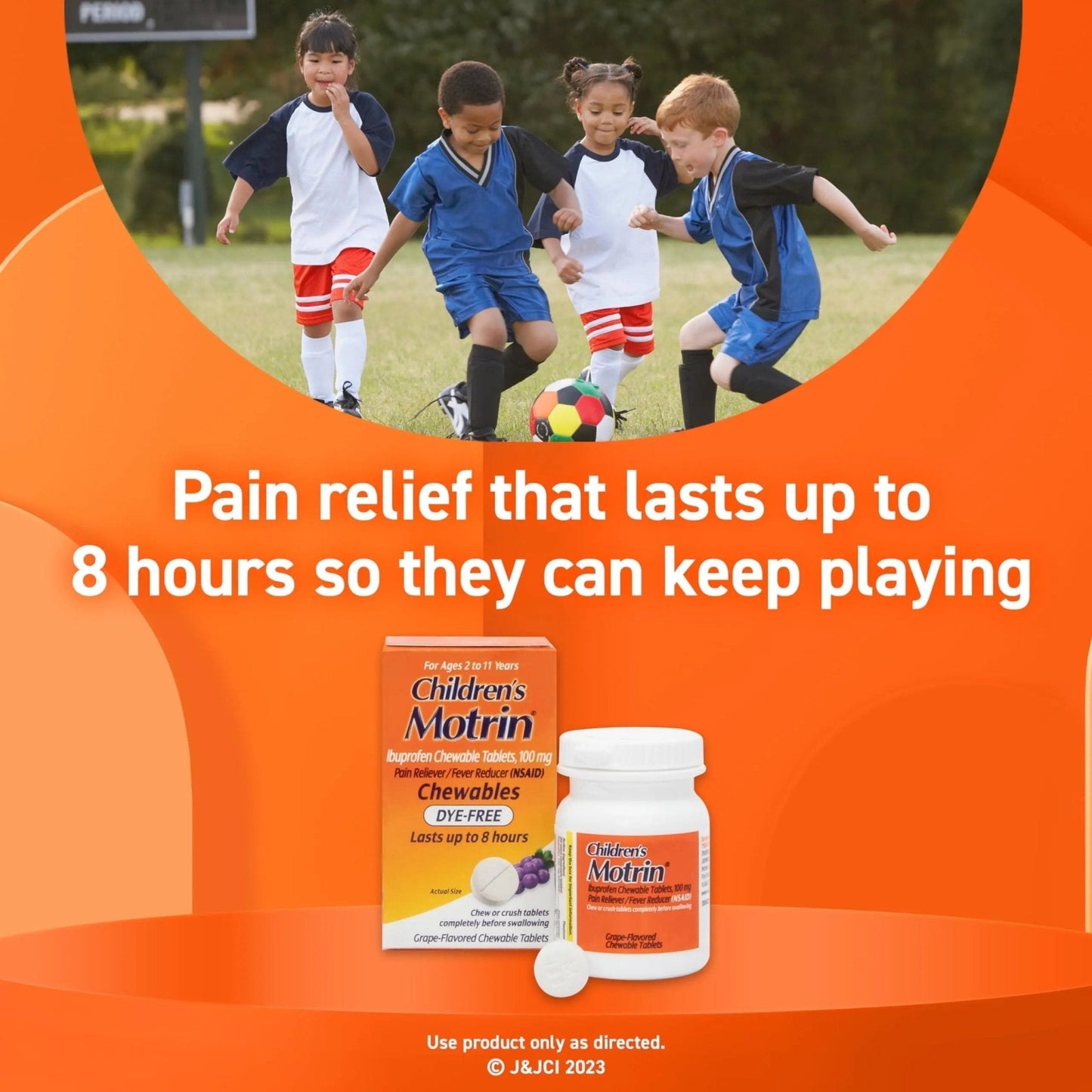 Motrin Children's Dye-Free Chewable Tablets with Ibuprofen, Kids' Fever Reducer & Pain Reliever for Sore Throat, Fever, Toothache & Pain Relief, Grape Flavor, 24 Count (Pack of 2) - Maple Wellness Supplements