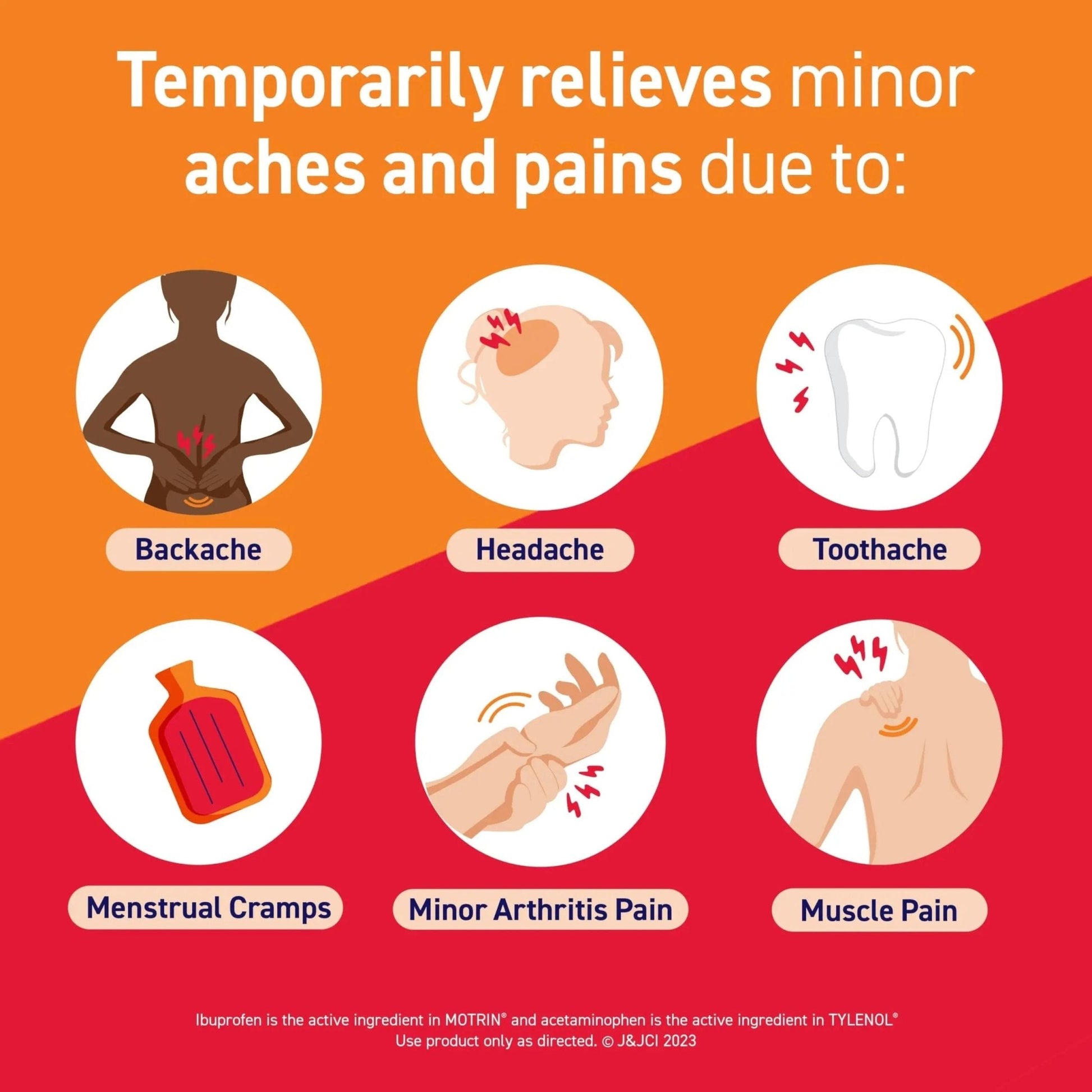 Motrin Dual Action with Tylenol, Ibuprofen & Acetaminophen Fast-Acting Dual Action Pain Reliever for Minor Aches & Pains, Ibuprofen (NSAID) 125 mg & Acetaminophen 250 mg, 120 ct - Maple Wellness Supplements