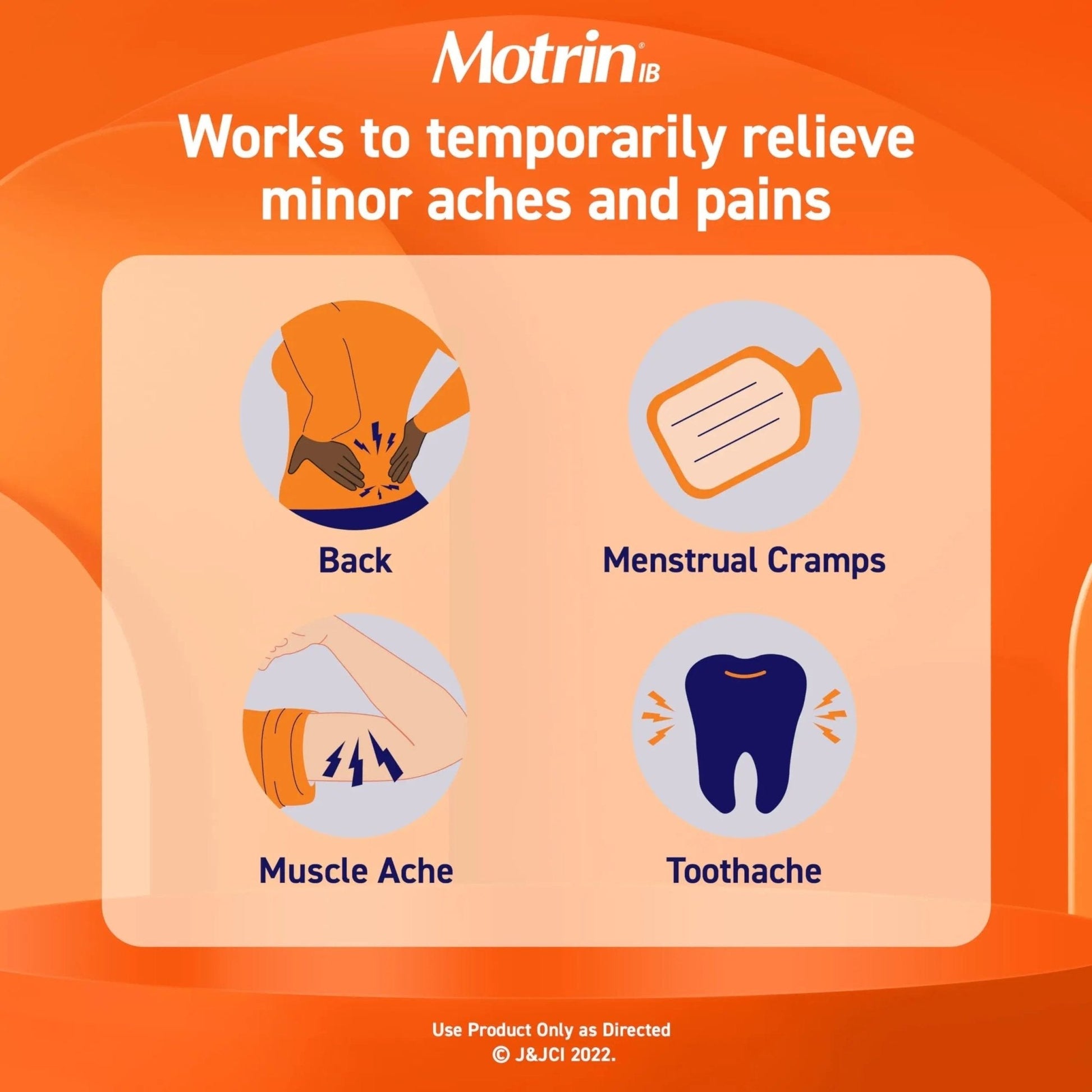 Motrin IB, Ibuprofen 200mg Tablets, Pain Reliever & Fever Reducer for Muscular Aches, Headache, Backache, Menstrual Cramps & Minor Arthritis Pain, NSAID, 100 Ct - Maple Wellness Supplements