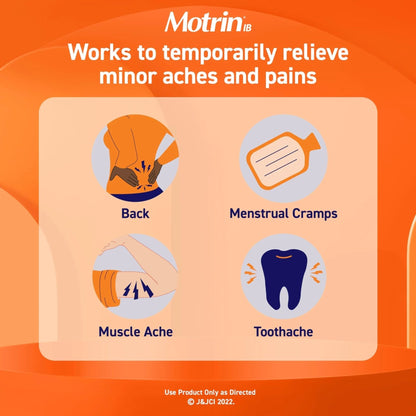 Motrin IB, Ibuprofen 200mg Tablets, Pain Reliever & Fever Reducer for Muscular Aches, Headache, Backache, Menstrual Cramps & Minor Arthritis Pain, NSAID, 100 Ct - Maple Wellness Supplements