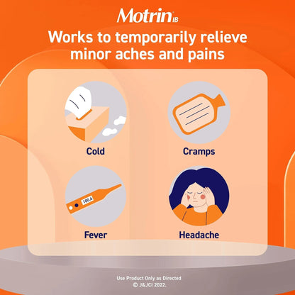 Motrin IB Liquid Gels with 200mg Ibuprofen per Caplet, Pain Reliever & Fever Reducer for Adults, Relief from Minor Arthritis Pain, Muscle Aches, Headache, Menstrual Cramps & Backache, 120 ct - Maple Wellness Supplements