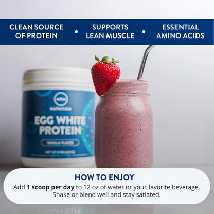 MRM Nutrition Egg White Protein - Sugar Free Vanilla Flavored Powder, 23g Fat-Free Protein with Digestive Enzymes, Free of Dairy, Gluten, and Soy, High Biological Value - 20 Servings - Maple Wellness Supplements