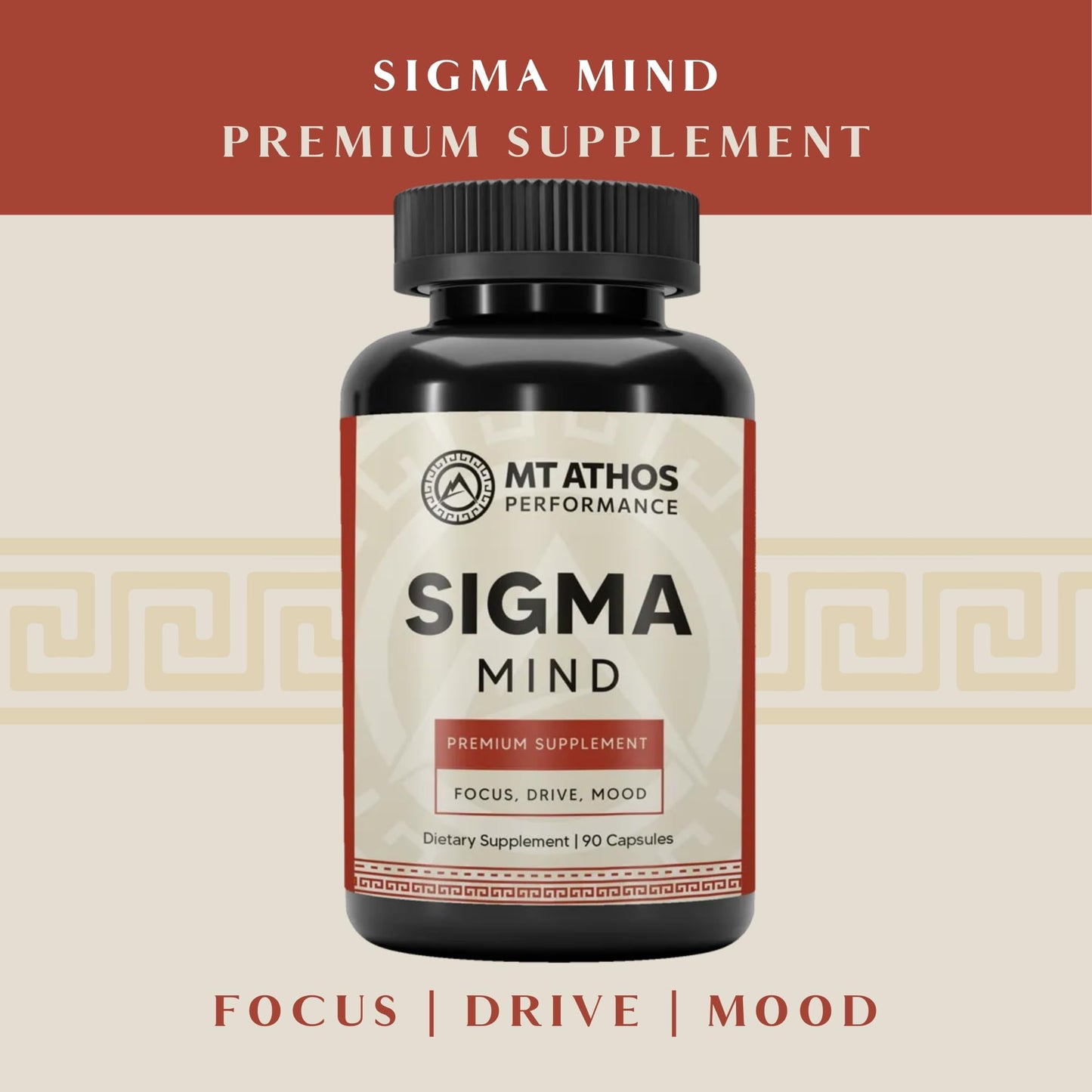 Mt. Athos Performance Sigma Mind | Potent Nootropic Formula to Support Cognitive Function, Improved Focus, Drive, and Mood | 30 Servings, 90 Capsules - Maple Wellness Supplements