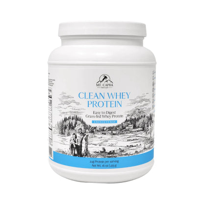 Mt. Capra Clean Whey Protein | Grass-Fed Undenatured Goat Whey Protein Powder | 24 g Protein Per Serving, All Natural, Non-GMO, High in Branch Chain Amino Acids | Unsweetened | 15 Servings - 16 oz - Maple Wellness Supplements
