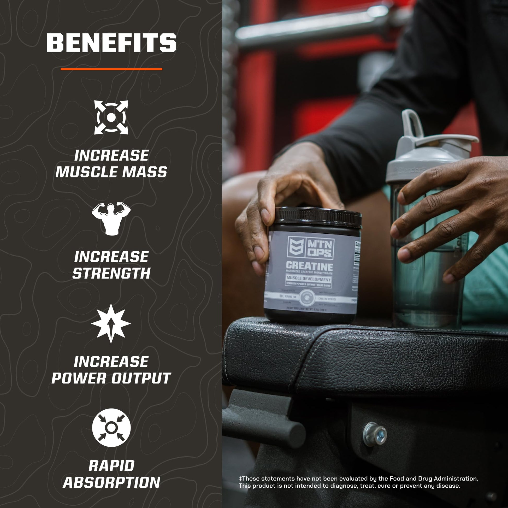 MTN OPS Micronized Creatine Monohydrate Powder – Unflavored 5 g per Serving, 50 Servings – Pure Creatine for Men for Muscle Recovery & Strength Training - Maple Wellness Supplements