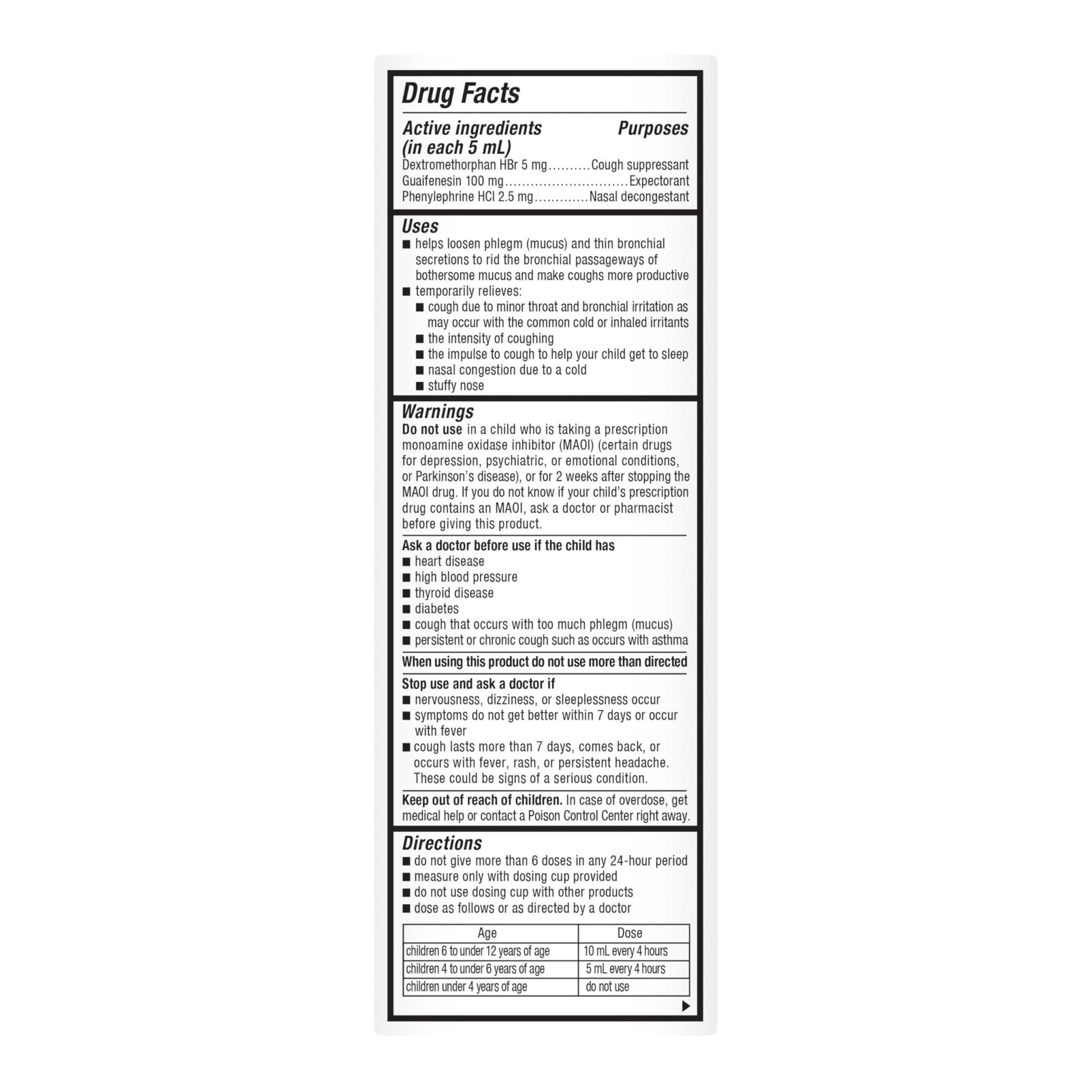 Mucinex Children's Multi-Symptom Cold Medicine, Kids Cough Medicine, Mucinex Kids Medicine/Decongestant with Dextromethorphan HBr, Guaifenesin, Phenylephrine HCl, Very Berry Flavor Liquid, 4 Fl Oz - Maple Wellness Supplements