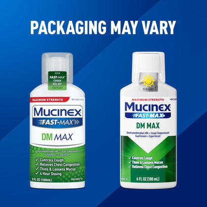Mucinex DM Max Liquid Cough & Cold Medicine for Adults, Cold and Flu Medicine for Excess Mucus Relief, Guaifenesin, Dextromethorphan Expectorant & Decongestant for Adults, Dr Recommended, 6.0 Fl Oz - Maple Wellness Supplements
