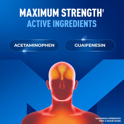 Mucinex Rapid Clear Maximum Strength Cold Medicine & Expectorant, Fever, Pain, Headache, & Excess Mucus Relief with Acetaminophen & Guaifenesin, Rapid Release Caplets for Adults, 20 Count - Maple Wellness Supplements