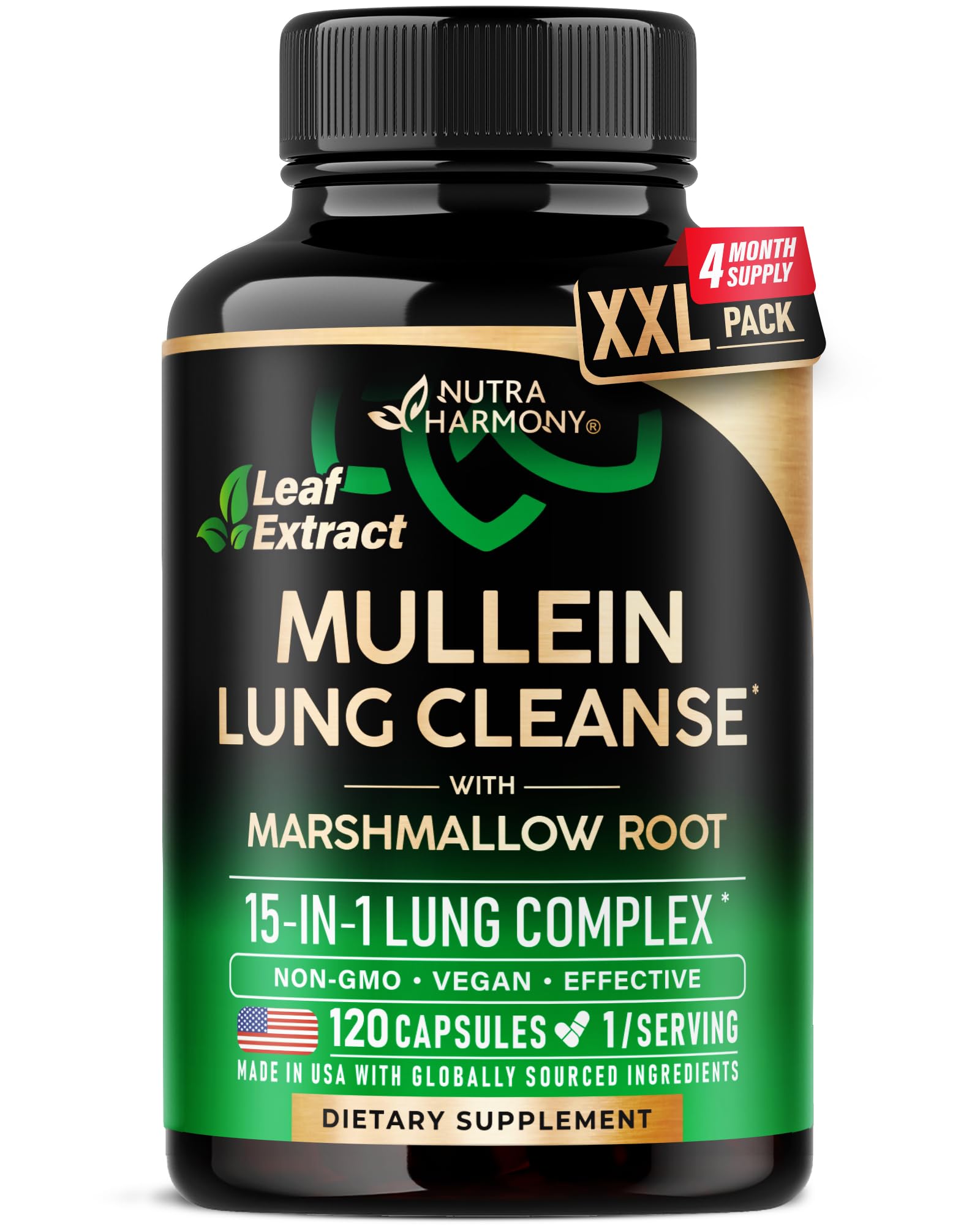 Mullein Lung Detox - Mullein Leaf Extract - Marshmallow Root | Echinacea | Oregano | Quercetin | NAC - 15-in-1 Lung Support & Cleanse for Smokers Supplement - Maple Wellness Supplements