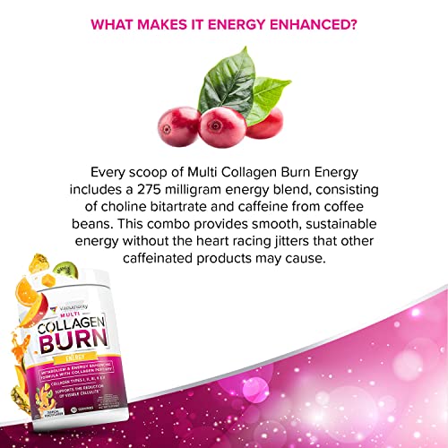 Multi Collagen Burn: Multi-Type Hydrolyzed Protein Peptides with Hyaluronic Acid, Vitamin - Maple Wellness Supplements