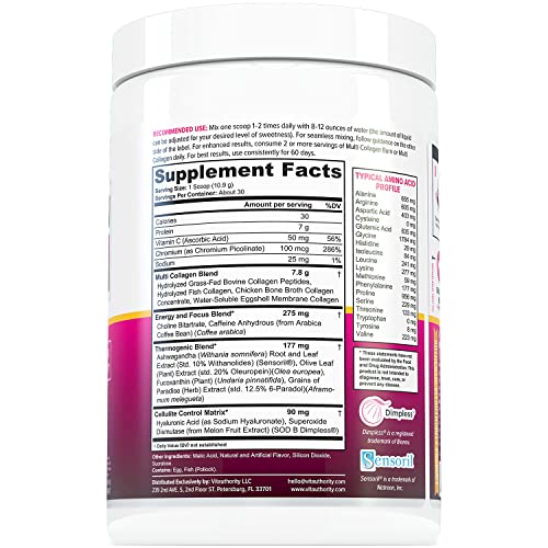Multi Collagen Burn: Multi-Type Hydrolyzed Protein Peptides with Hyaluronic Acid, Vitamin - Maple Wellness Supplements
