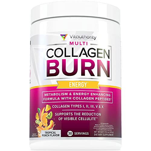 Multi Collagen Burn: Multi-Type Hydrolyzed Protein Peptides with Hyaluronic Acid, Vitamin - Maple Wellness Supplements