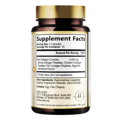 Multi Collagen Peptides for Women & Men - 2400mg per Serving - Best Hydrolyzed Collagen Complex with Type I, II, III, V, X - Hair, Skin, Nails & Joint Support - Maple Wellness Supplements