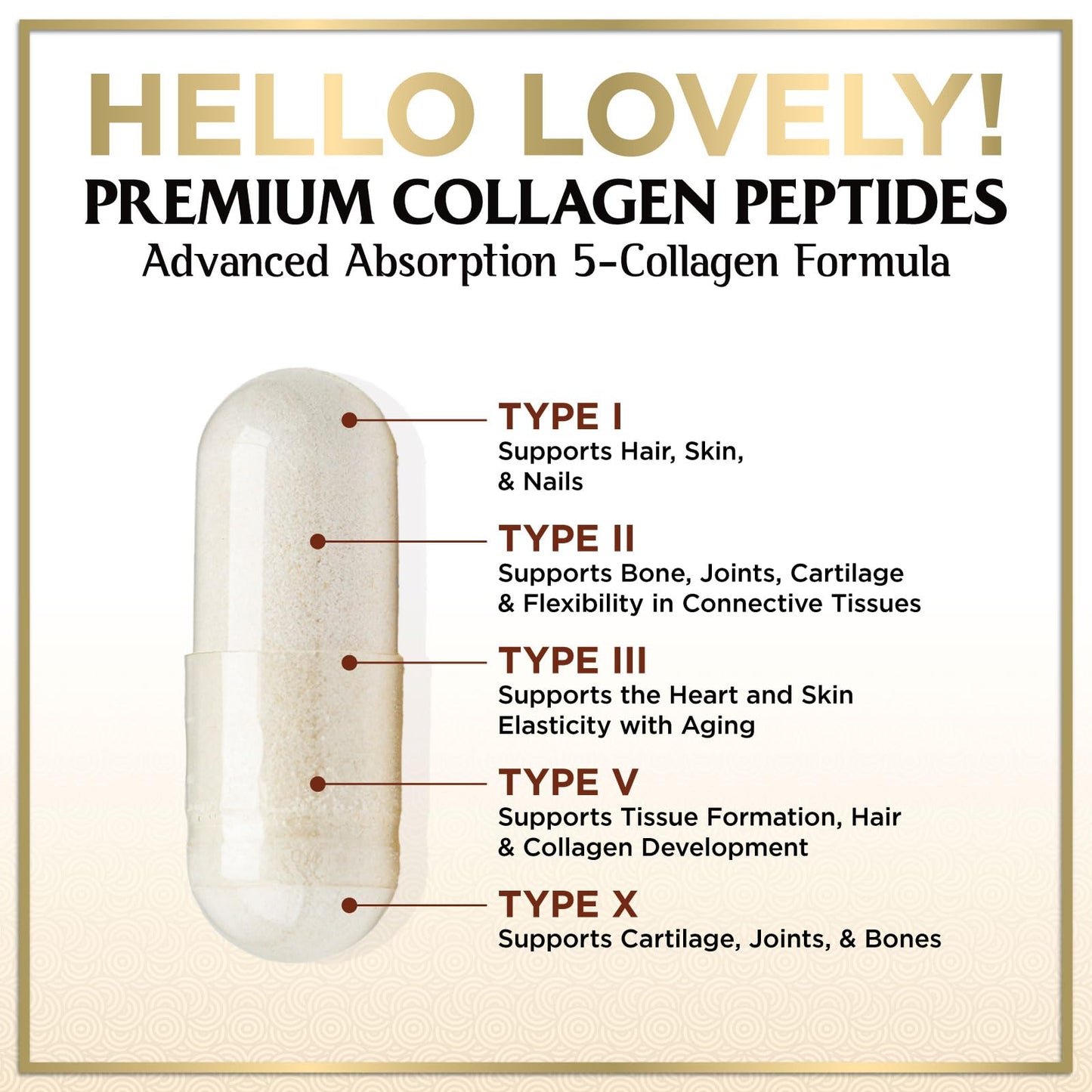Multi Collagen Peptides for Women & Men - 2400mg per Serving - Best Hydrolyzed Collagen Complex with Type I, II, III, V, X - Hair, Skin, Nails & Joint Support - Maple Wellness Supplements