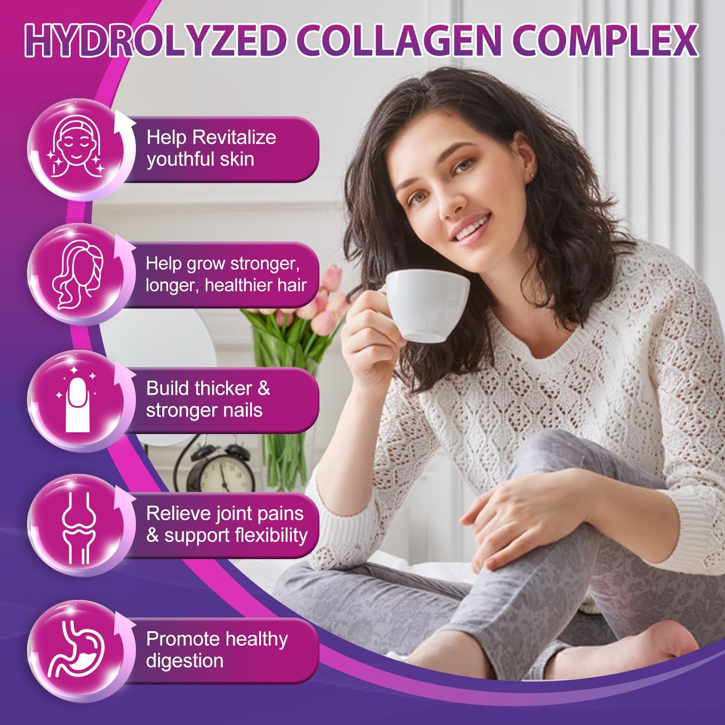 Multi Collagen Peptides Softgel - Type I, II, III, V, X - Hydrolyzed Collagen Peptides with Biotin, Vitamin C, Hyaluronic Acid, Supports Skin Hair Nail - Maple Wellness Supplements