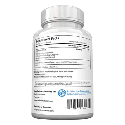 Multi Collagen Pills - 180 Collagen Pills - Type I, II, III, V & X Collagen Capsules - Unique Blend of Collagen Peptides Capsules - Wild Fish, Eggshell, - Maple Wellness Supplements