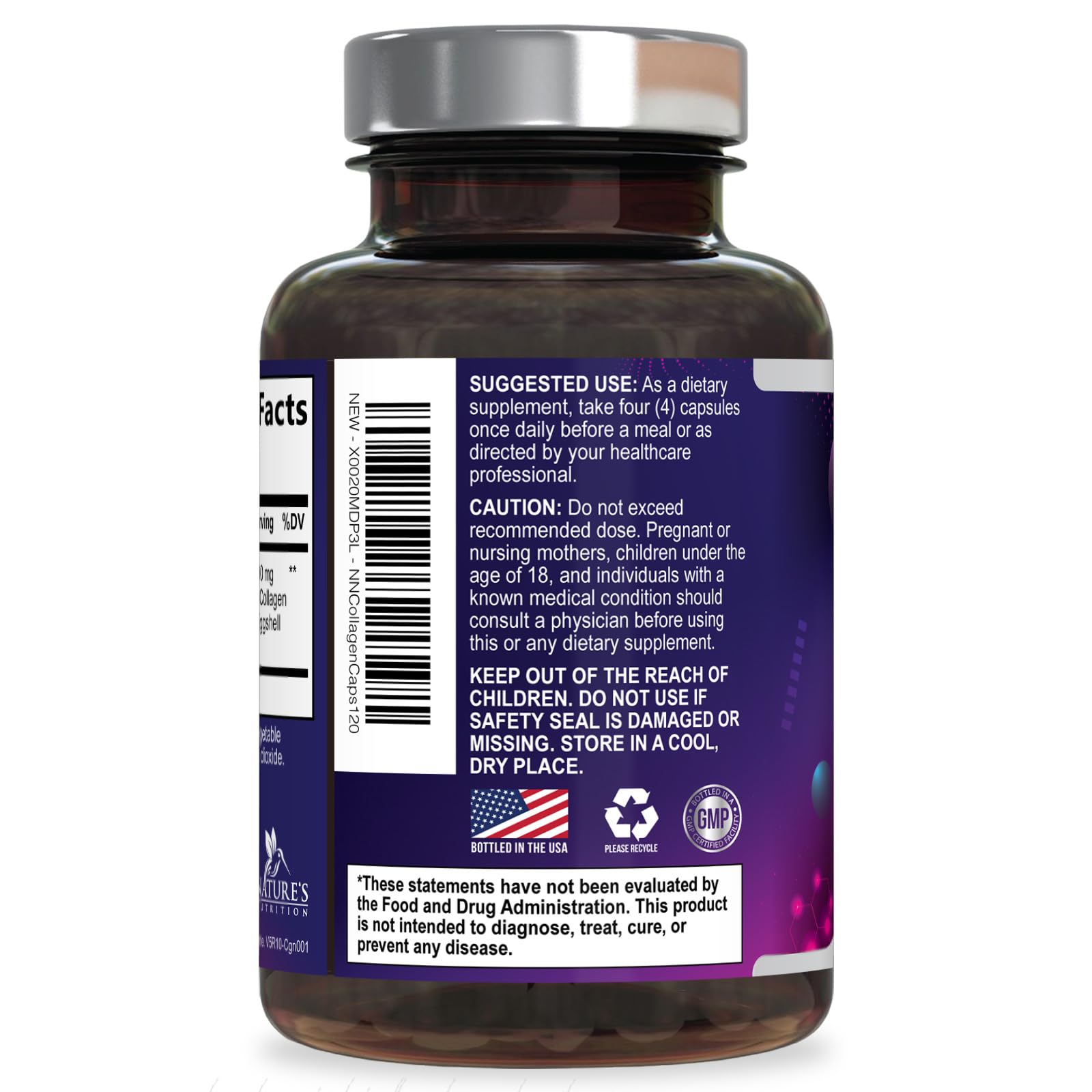 Multi Collagen Pills - Multi Collagen Complex 2400 mg Per Serving - Types I, II, III, V, X - Hydrolyzed Collagen Peptides Supplement - Hair, Skin & Nail Support - Bottled in the USA - 120 Capsules - Maple Wellness Supplements