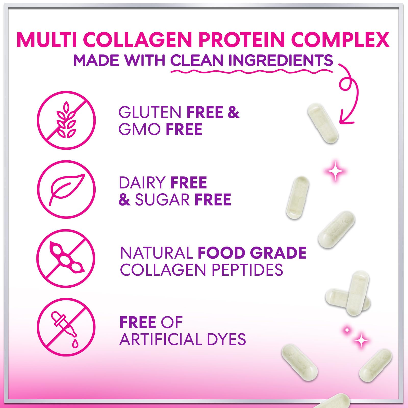 Multi Collagen Supplement 2400 mg - Types I, II, III, V & X Multi Collagen Peptides Pills for Women & Men, Hydrolyzed Collagen Supplements, Hair, Skin, Nail, & Joint Support Supplement, 60 Capsules - Maple Wellness Supplements