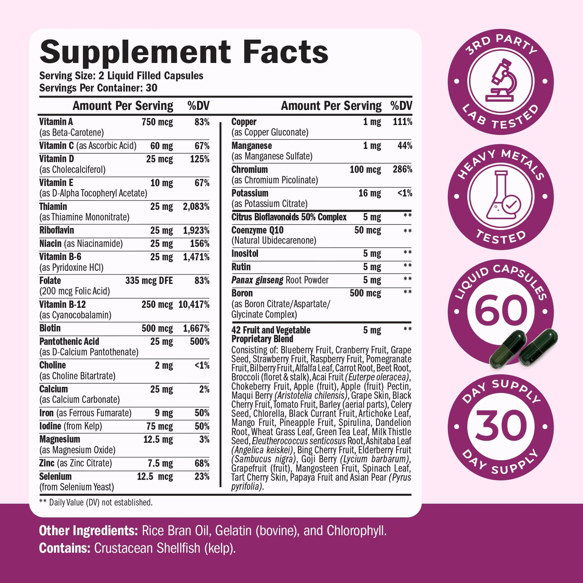 Multivitamin for Women with Bioavailable Vitamins, Minerals, Vitamin D, B12, C, A & Zinc for Energy, Focus and Immune Health – Premium Womens Multivitamins & Multiminerals – 60 Liquid Caps - Maple Wellness Supplements