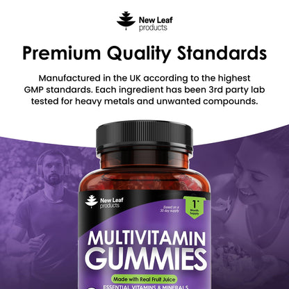 Multivitamin Gummies High Strength for Men Women - Vegetarian +14 Essential Vitamins - Maple Wellness Supplements