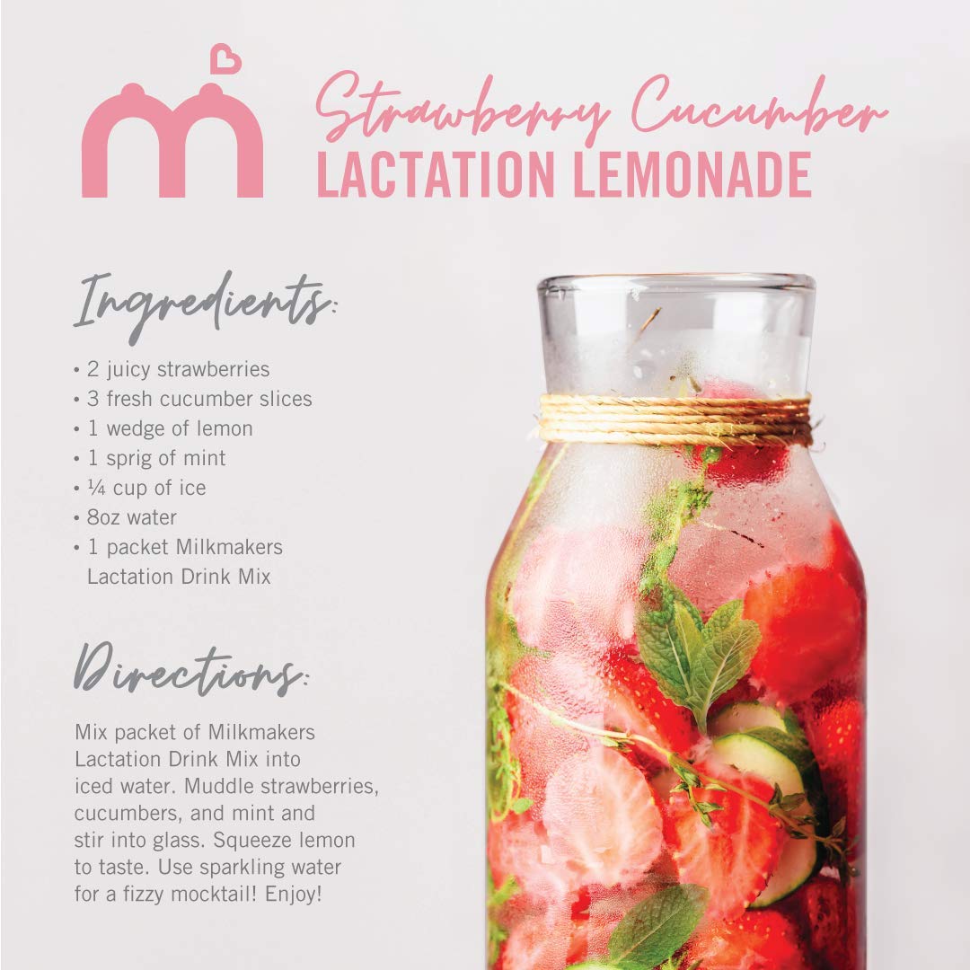 Munchkin Milkmakers Lactation Drink Mix Supplement with B Vitamins/Collagen/Fenugreek & Milk Thistle for Breastfeeding Moms, Berry Lemonade, 12 Count - Maple Wellness Supplements