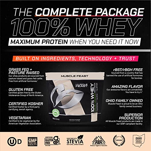 Muscle Feast 100% Grass-Fed Whey Protein, Pastured Raised Hormone Free All Natural - Maple Wellness Supplements