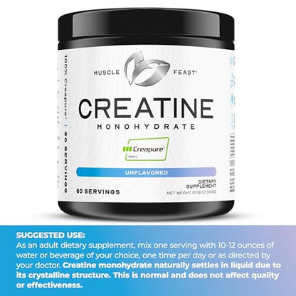 Muscle Feast Creapure Creatine Monohydrate Powder, Vegan Keto Friendly Gluten-Free, Mass Gainer, Muscle Recovery Supplement and Trusted Creatine for Muscle Growth - Maple Wellness Supplements