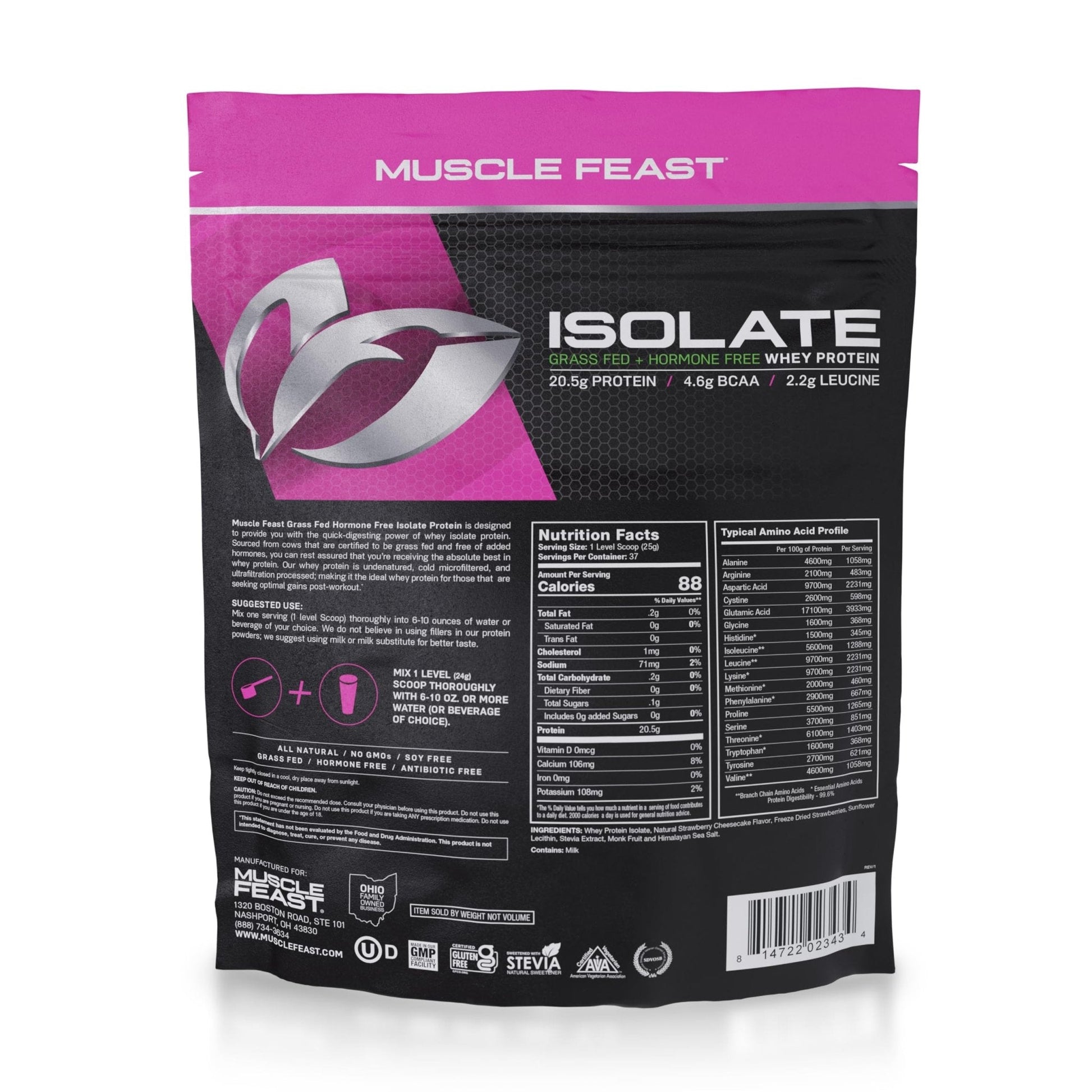Muscle Feast Grass-Fed Whey Protein Isolate, All Natural Hormone Free Pasture Raised - Maple Wellness Supplements